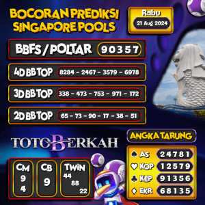 Prediksi Togel SGP (Singapura) 21 Agustus 2024 – Data Syair Togel Totoberkah