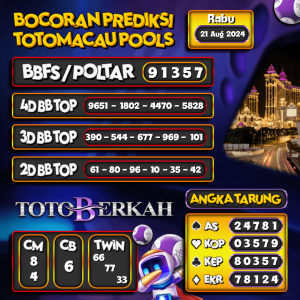 Prediksi Togel Toto Macau 21 Agustus 2024 - Data Syair Togel Totoberkah